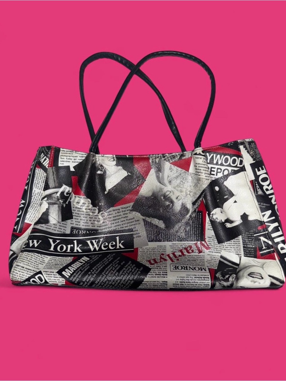 Vintage 2000’s Marilyn Monroe Newspaper Print Bag
